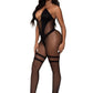 Leg Avenue Opaque and Sheer Keyhole Twist Halter Bodystocking