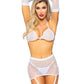 Leg Avenue Rhinestone Fishnet Garter Skirt Set with Bikini Top, G-String, Gloves, and Matching Stockings
