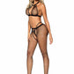 Leg Avenue Rhinestone Fishnet Keyhole Halter Top, G-String and Crotchless Tights