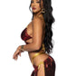 Leg Avenue Ruby Desert Princess Lame Bikini Top and Split Leg Cut-Out Harem Pants with Side Ties - Red - XSmall - 2 Piece