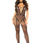 Leg Avenue Seamless Dotted Net Crotchless Lingerie Jumpsuit with Heart Detail