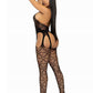 Leg Avenue Seamless Heart Net Suspender Bodystocking - Black - One Size