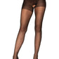 Leg Avenue Sheer Nylon Crotchless Pantyhose - Black - One Size/Queen