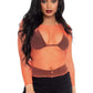 Leg Avenue Spandex Long Sleeved Industrial Net Shirt - Coral/Orange - One Size