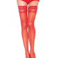 Leg Avenue Stay Up Lycra Sheer Thigh High with 3in Lace Top - Red - Plus Size/Queen
