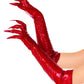 Leg Avenue Vinyl Claw Gloves - Red - Small