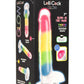 Lollicock Glow In The Dark Rainbow Silicone Dildo with Balls - Glow In The Dark/Multicolor - 7in