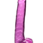 Lollicock Slim Stick Dildo with Balls - Grape Ice/Purple - 8in