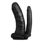 Lux Fetish Unisex Vibrating Hollow Double Penetration Strap-On Dildo with Wired Remote Control