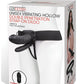 Lux Fetish Unisex Vibrating Hollow Double Penetration Strap-On Dildo with Wired Remote Control - Black - 9in
