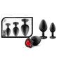 Luxe Bling Butt Plugs Silicone Training Kit with Red Gems (3 Size Kit - Black/Red