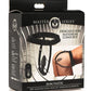Master Series Bum-Tastic 28x Rechargeable Silicone Anal Plug with Harness and Remote Control - Black