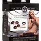 Master Series Velvet Bondage Set Cuffs, Collar, and Leash - Burgundy/Gold/Metal/Red - 6 Piece