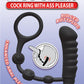 My Cock Ring Silicone Cock Ring with Vibrating Ass Pleaser Butt Plug - Black