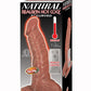 Natural Realskin Hot Cock Curved Warming Rechargeable Dildo - Chocolate - 7in