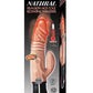 Natural Realskin Hot Cock Rotating Thruster Rechargeable Warming Vibrator - Flesh/Vanilla