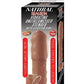 Natural Realskin Vibrating Uncircumcised Penis Extender with Scrotum Ring - Brown/Chocolate