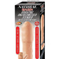 Natural Realskin Vibrating Uncircumcised Penis Extender with Scrotum Ring - Vanilla