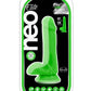 Neo Elite Silicone Dual Density Dildo with Balls - Green/Neon Green - 6in