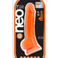 Neo Elite Silicone Dual Density Dildo with Balls - Neon Orange/Orange - 7.5in