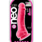 Neo Elite Silicone Dual Density Dildo with Balls - Neon Pink/Pink - 7.5in