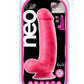 Neo Elite Silicone Dual Density Dildo with Balls - Neon Pink/Pink - 7in