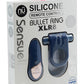 Nu Sensuelle Silicone Bullet Ring Xlr8 Rechargeable Vibrating Cock Ring with Remote Control - Blue/Navy Blue