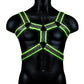 Ouch! Bonded Leather Body Harness - Black/Glow In The Dark/Green - Large/XLarge