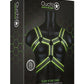 Ouch! Bonded Leather Body Harness - Black/Glow In The Dark/Green - Medium/Small