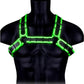 Ouch! Buckle Bulldog Harness - Black/Glow In The Dark/Green - Large/XLarge