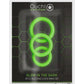 Ouch! Cock Ring Silicone - Glow In The Dark/Green - 3pc/Set