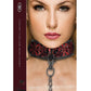 Ouch! Luxury Collar with Leash - Burgundy/Red