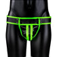 Ouch! Striped Jock Strap - Black/Glow In The Dark/Green - Large/XLarge