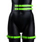 Ouch! Thigh Cuffs with Belt and Handcuffs - Glow In The Dark/Green - Large/XLarge