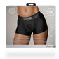 Ouch! Vibrating Strap-On Boxer Rechargeable - Black - Large/Medium