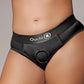 Ouch! Vibrating Strap-On High-Cut Brief Rechargeable - Black - XLarge/XXLarge