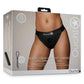 Ouch! Vibrating Strap-On Panty Harness with Open Back Rechargeable - Black - Large/Medium