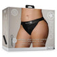 Ouch! Vibrating Strap-On Panty Harness with Open Back Rechargeable - Black - XLarge/XXLarge