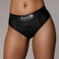 Ouch! Vibrating Strap-On Thong with Removable Butt Straps Rechargeable - Black - Large/Medium