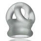 Oxballs Tri-Squeeze Silicone 3-Ring Ball Stretching Sling - Clear/Clear Ice