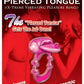 Pierced Tongue Vibrating Silicone Cock Ring Waterproof - Magenta/Pink