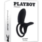 Playboy Just Right Rechargeable Silicone Dual Vibrating Cock Ring with Clitoral Stimulator - Black