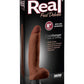 Real Feel Deluxe No. 5 Wallbanger Vibrating Dildo with Balls - Brown/Chocolate - 8in
