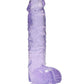 Realrock Crystal Clear Dildo with Balls - Purple - 6in