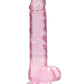 Realrock Crystal Clear Dildo with Balls - Pink - 7in