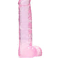 Realrock Crystal Clear Dildo with Balls - Pink - 8in