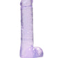 Realrock Crystal Clear Dildo with Balls - Purple - 8in