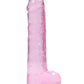 Realrock Crystal Clear Dildo with Balls - Pink - 9in