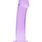 Realrock Crystal Clear Non Realistic Dildo with Suction Cup - Clear/Purple - 6.7in