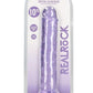 Realrock Crystal Clear Straight No Balls Dildo - Clear/Purple - 10in
